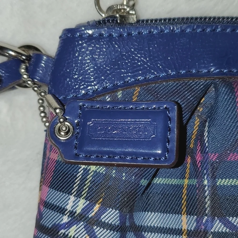 Coach Poppy Signature Tartan Plaid Wristlet